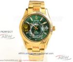 N9 Factory 904L Rolex Sky-Dweller World Timer 42mm Oyster 9001 Automatic Watch - Yellow Gold Case Green Dial